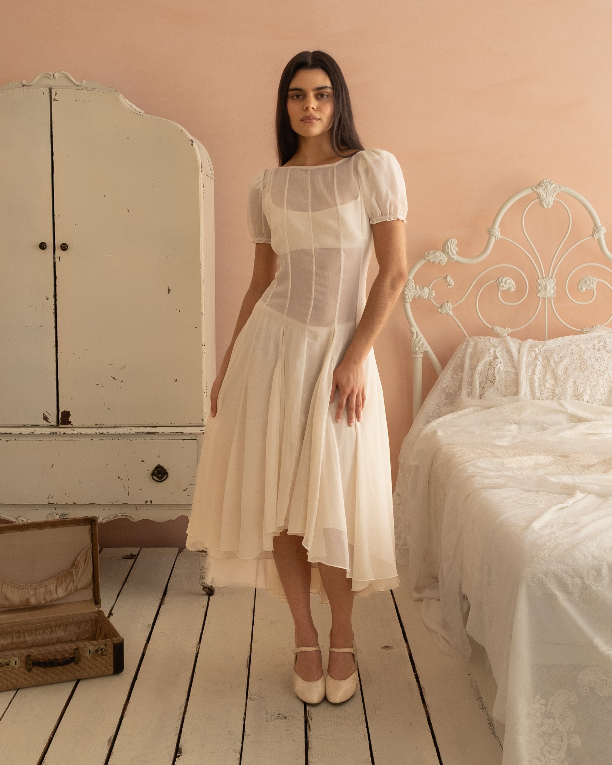 ワンピース maisn celon sheer nuance gathered dress The Whisper Dress – Cry Baby