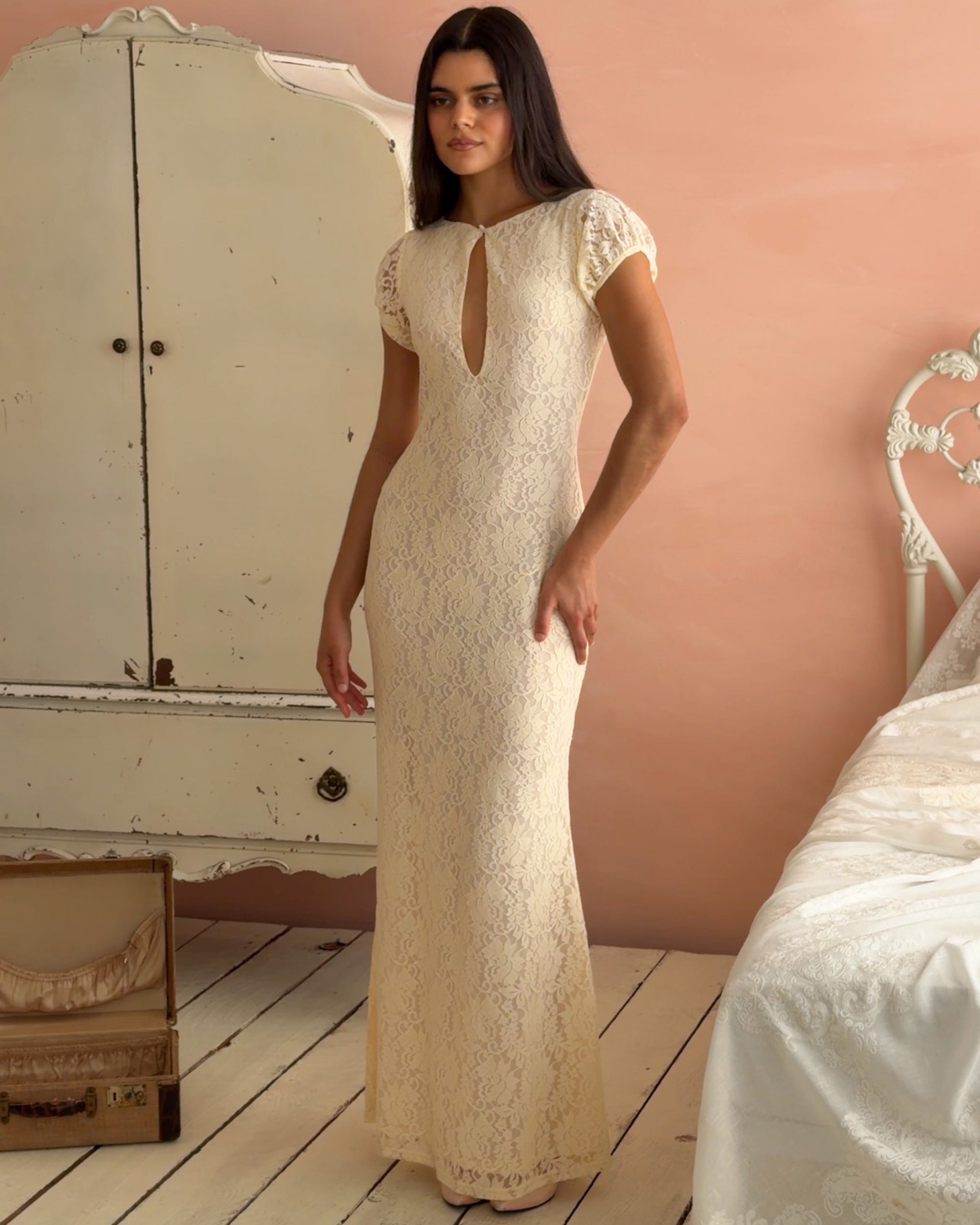 evening primrose print lace maxi dress Women's Red Evening Primrose Print Lace Maxi Dress